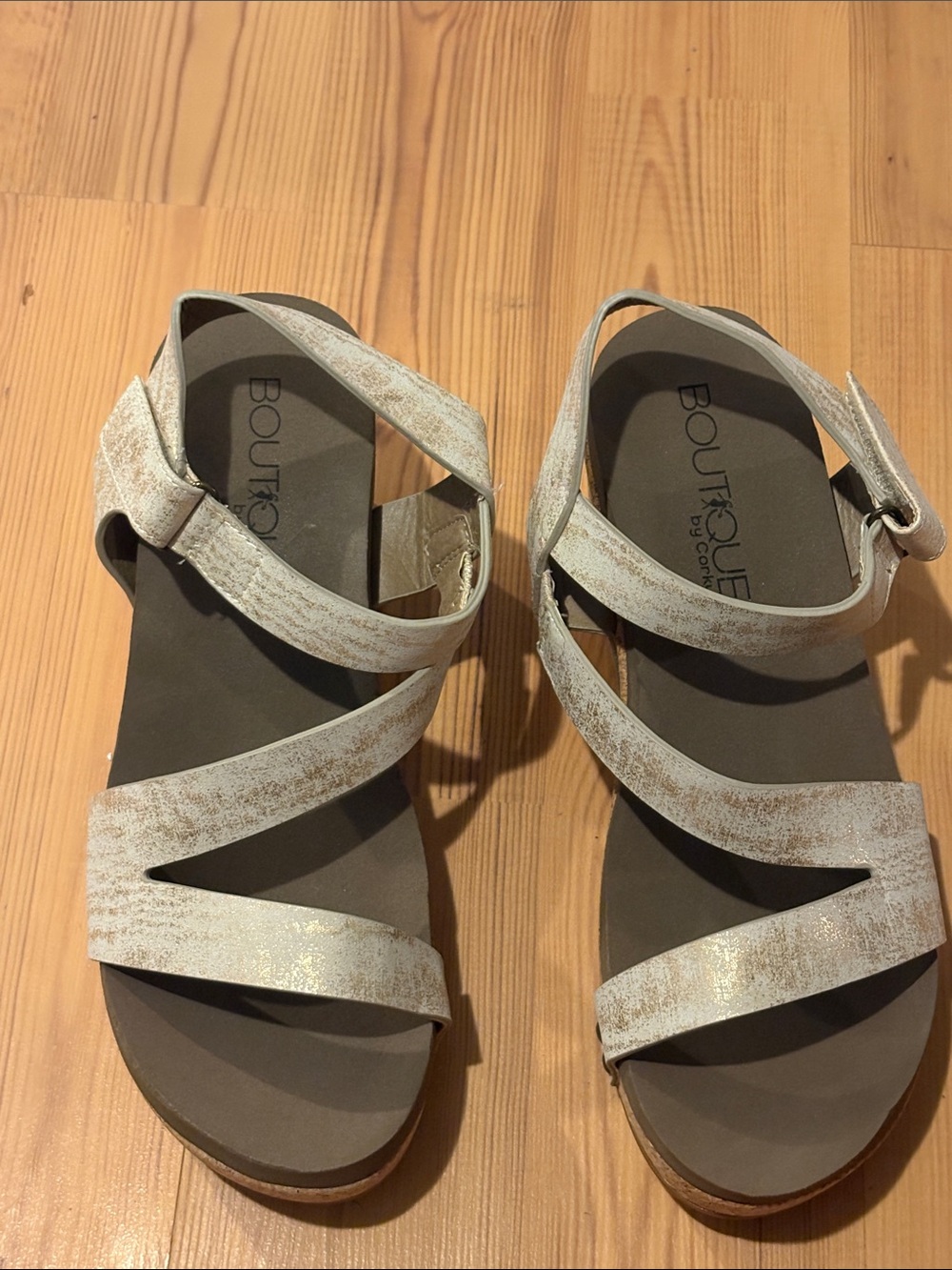 Boutique by Corkys White Metallic Crisscross Sandal
